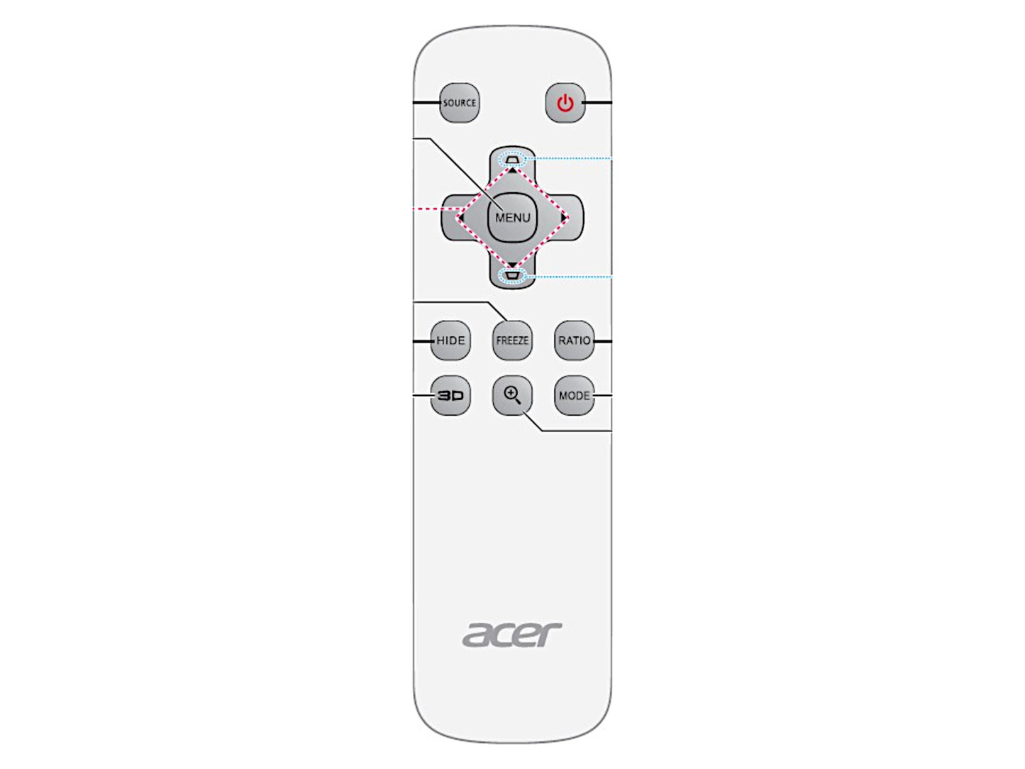 Originale telecomando di ricambio ACER MC.JLH11.00B, MCJLH1100B, MC.JLH11.006, S-10001