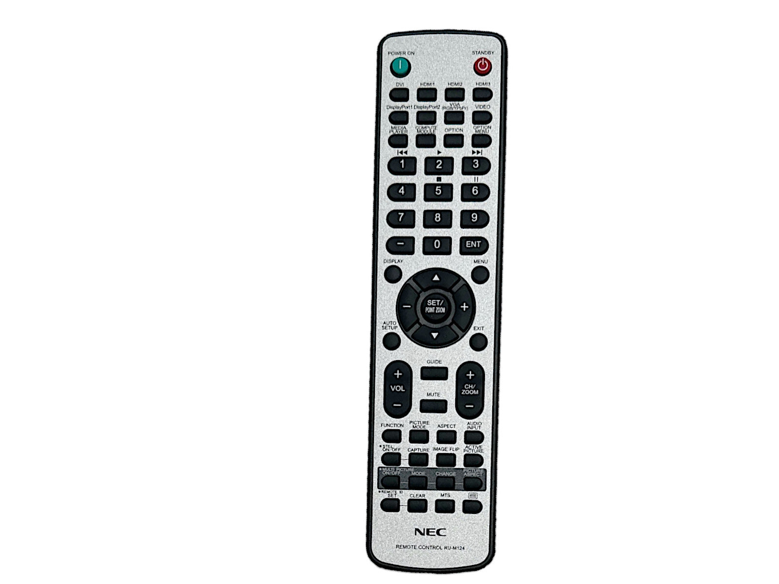Originale telecomando di ricambio NEC RU-M124, RUM124, 398GR8SW2NENEH, (SHARP / NEC)