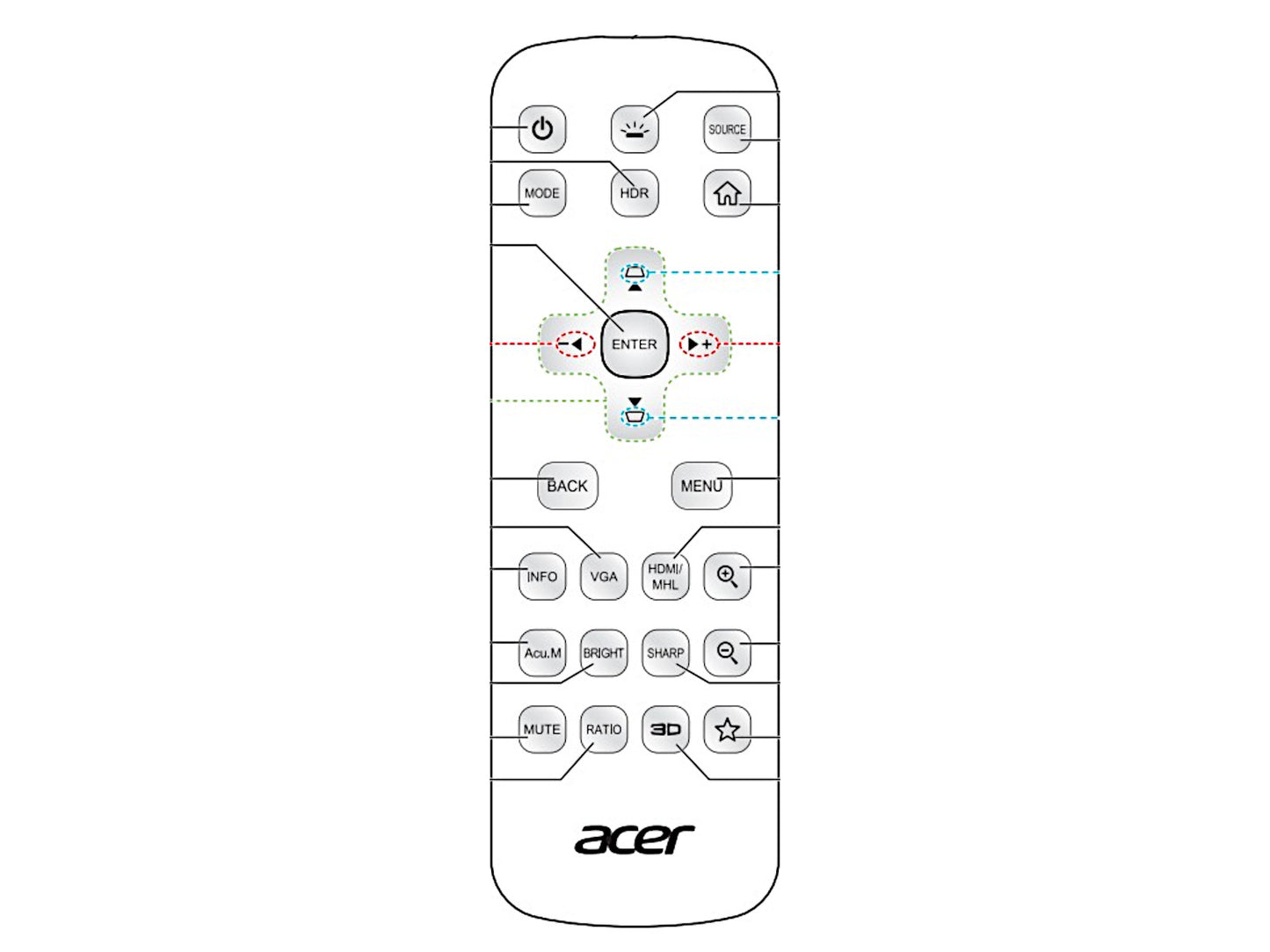 Originale telecomando di ricambio ACER MC.JQD11.001, MCJQD11001, J-25101