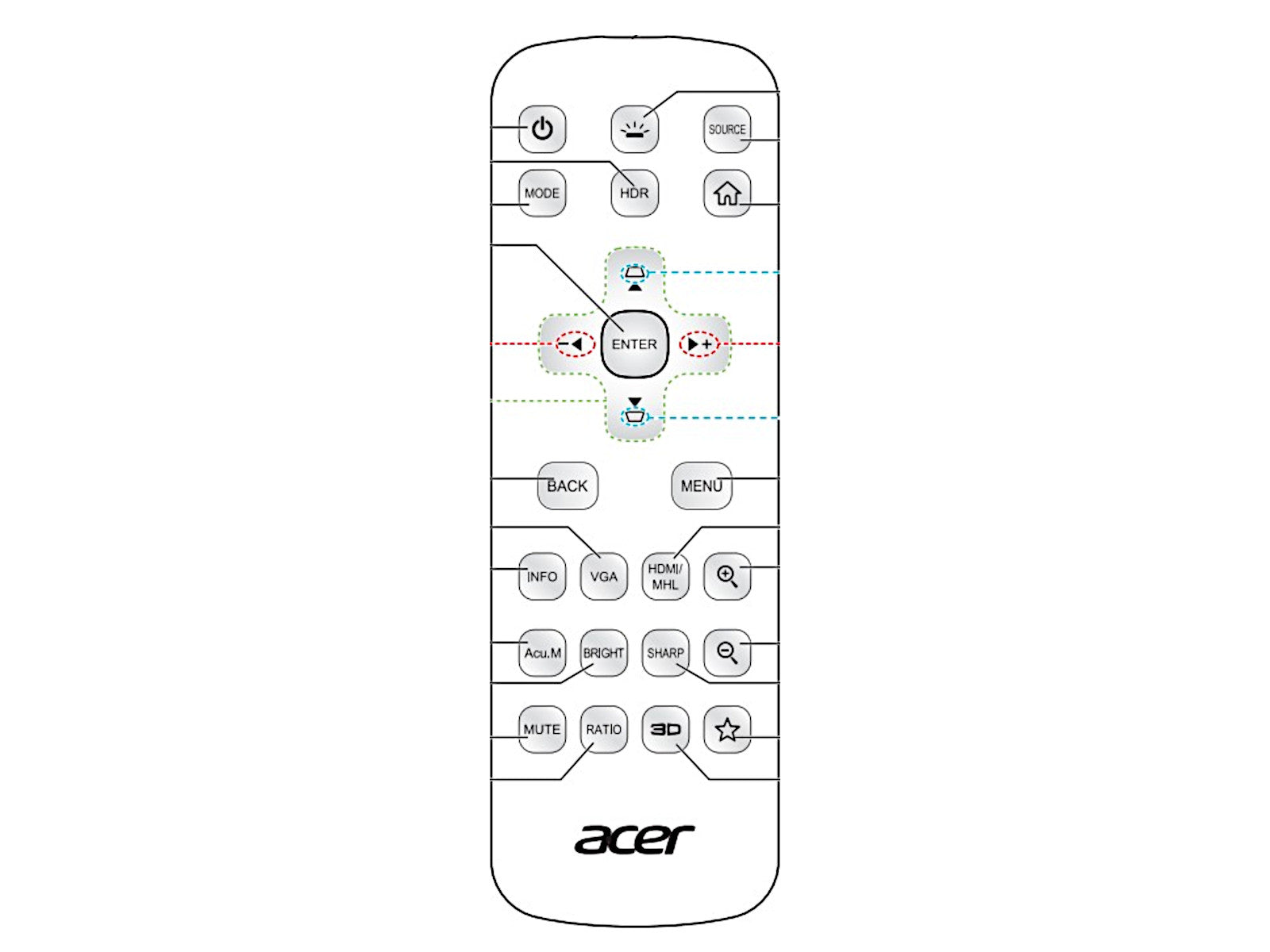 Originale telecomando di ricambio ACER MC.JQD11.001, MCJQD11001, J-25101