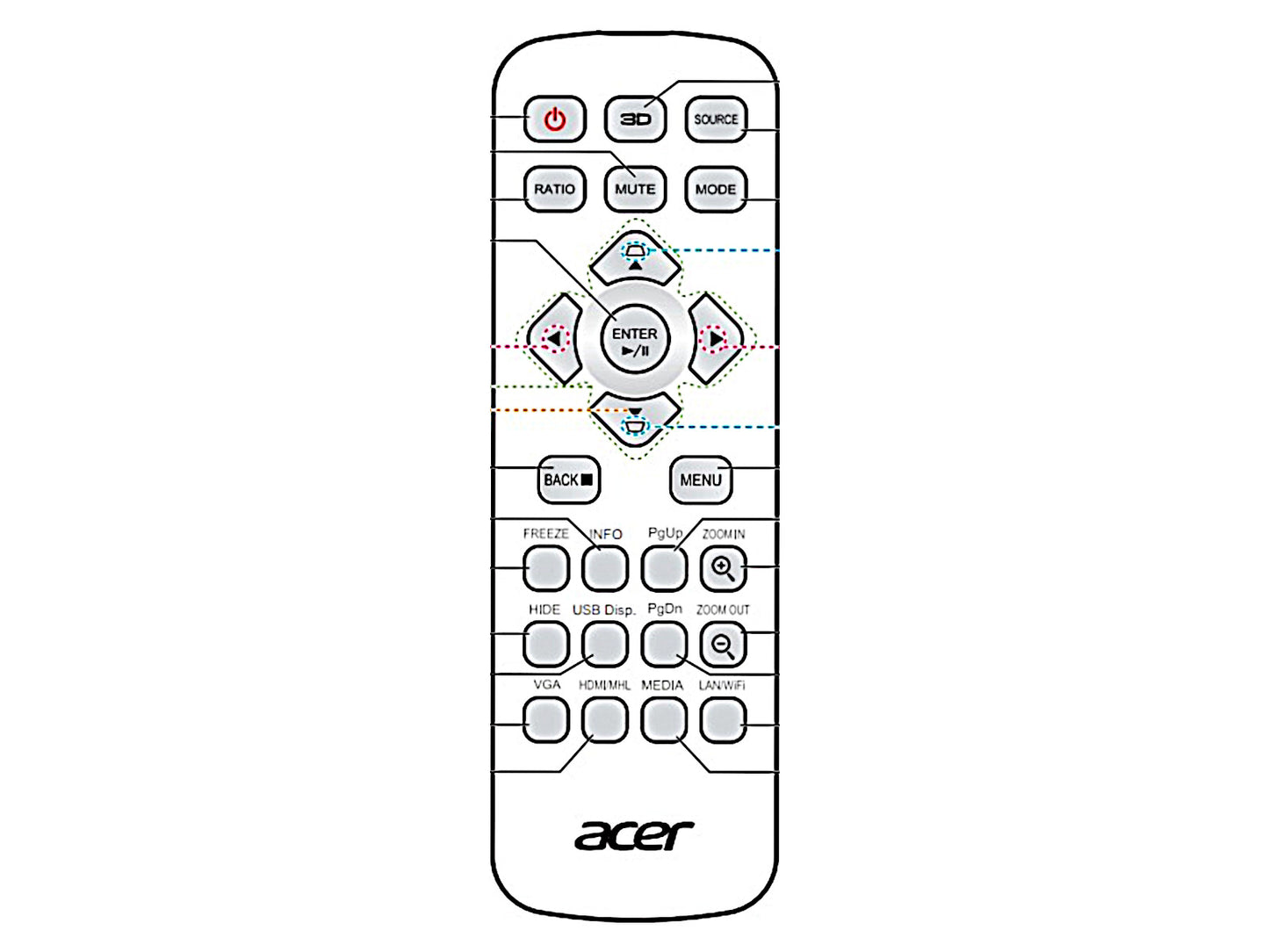 Originale telecomando di ricambio ACER MC.JMQ11.007, MCJMQ11007