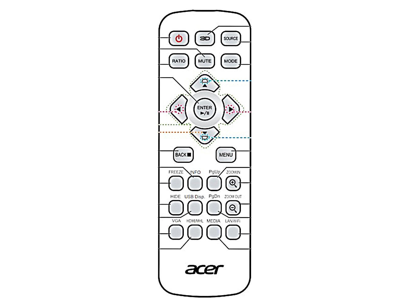 Originale telecomando di ricambio ACER MC.JMQ11.007, MCJMQ11007